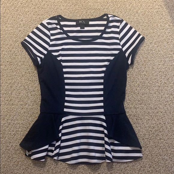 BCX Juniors Adorable Navy/White Stretch Blouse - Picture 1 of 6